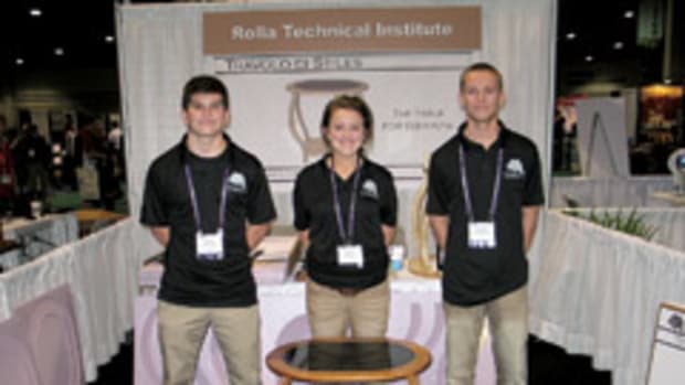 From left, Zach Ludden, Nikki Look, Lucas Shelton and their first-place entry in the IWF Ready to Assemble contest.