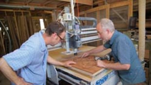 John Staack (right) and Jim Moore, owners of Staack Moore Woodworking.