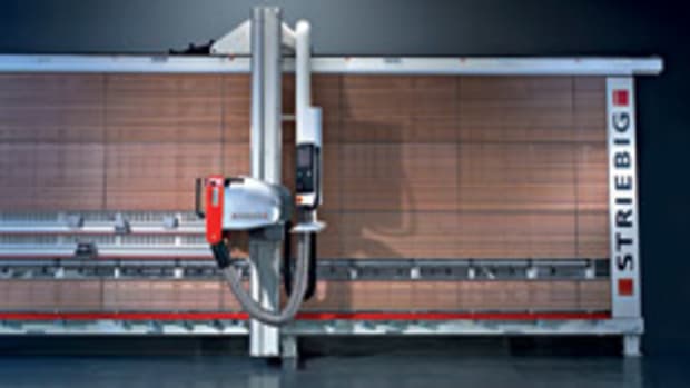 The Striebig Control and Evolution vertical panel saws now have a touch-screen color monitor for control of most saw functions and troubleshooting diagnostics.