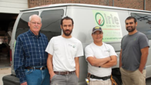 The team at Irie Cabinetry includes (from left) Don Fiddes, owner Scott Kelley, shop foreman Pat Wagner and Julio Rosales.