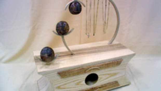 First-place winner Destiny Desroaches' jewelry box, made from ash and curly maple.
