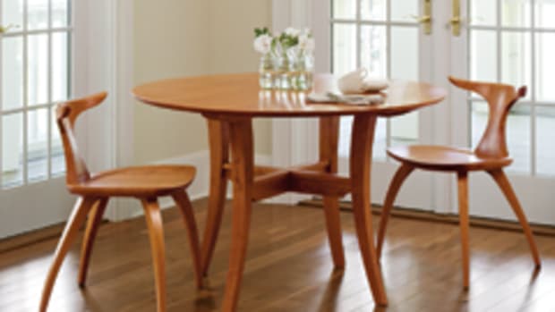 The Meridian tables and chairs from Thos. Moser Cabinetmakers was selected for the dining segment on "Simply Ming."
