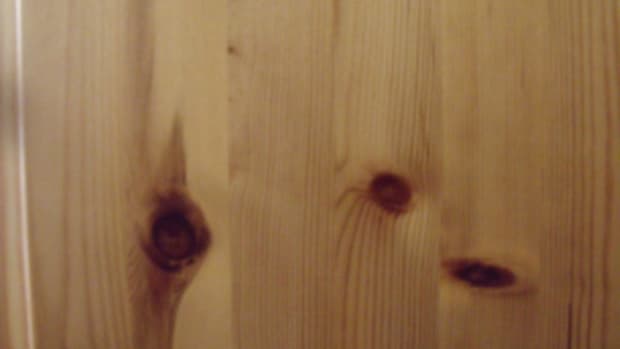 Closeup of knotty pine boards