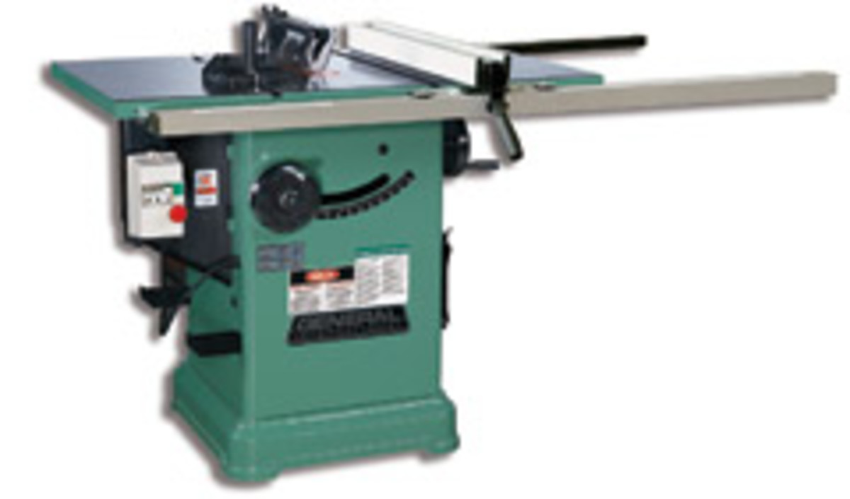 The new cabinet saw from General, model 50-275R, boasts a 3-hp motor.