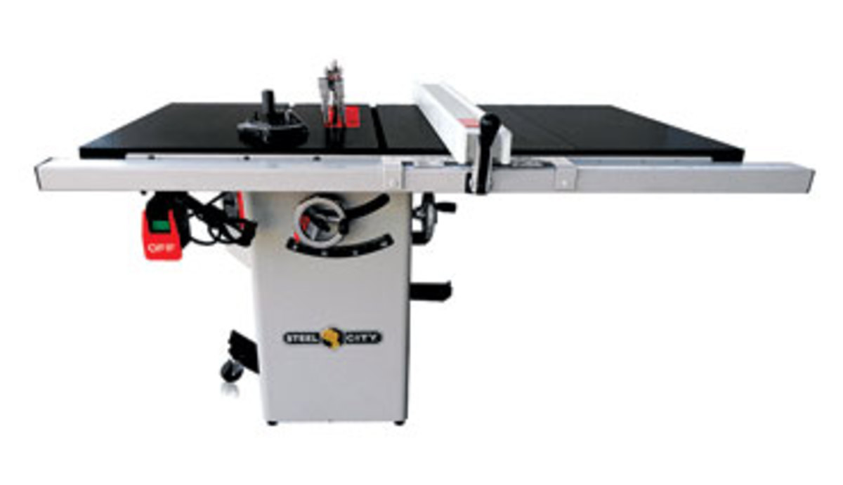 The Steel City model 35950C 10" table saw with cast-iron top.