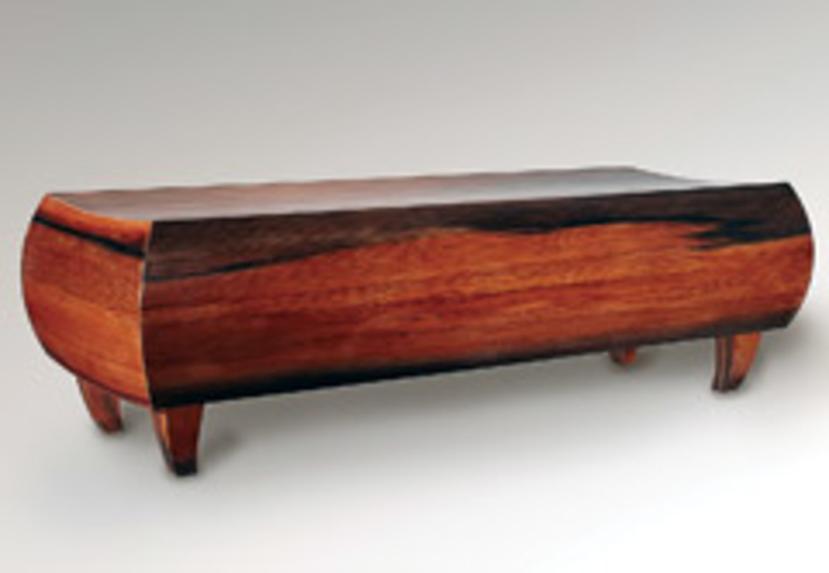 David Stetson's bench made from reclaimed redwood.