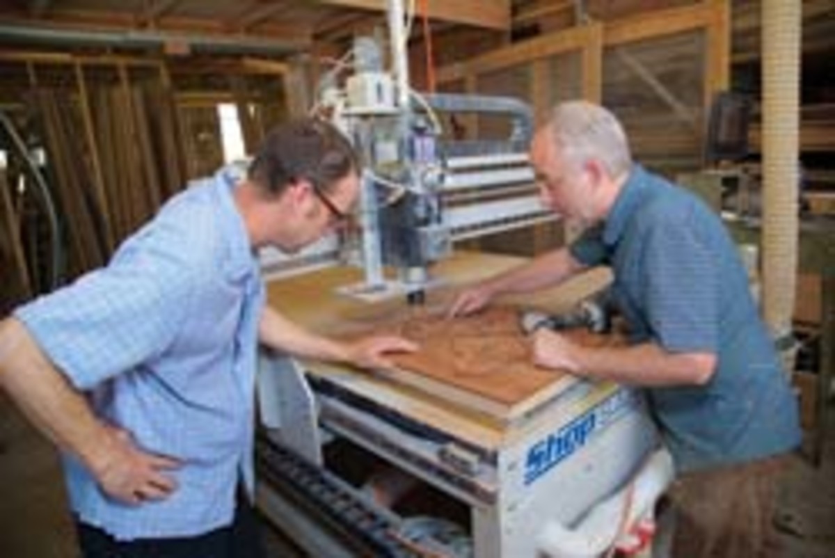 John Staack (right) and Jim Moore, owners of Staack Moore Woodworking.