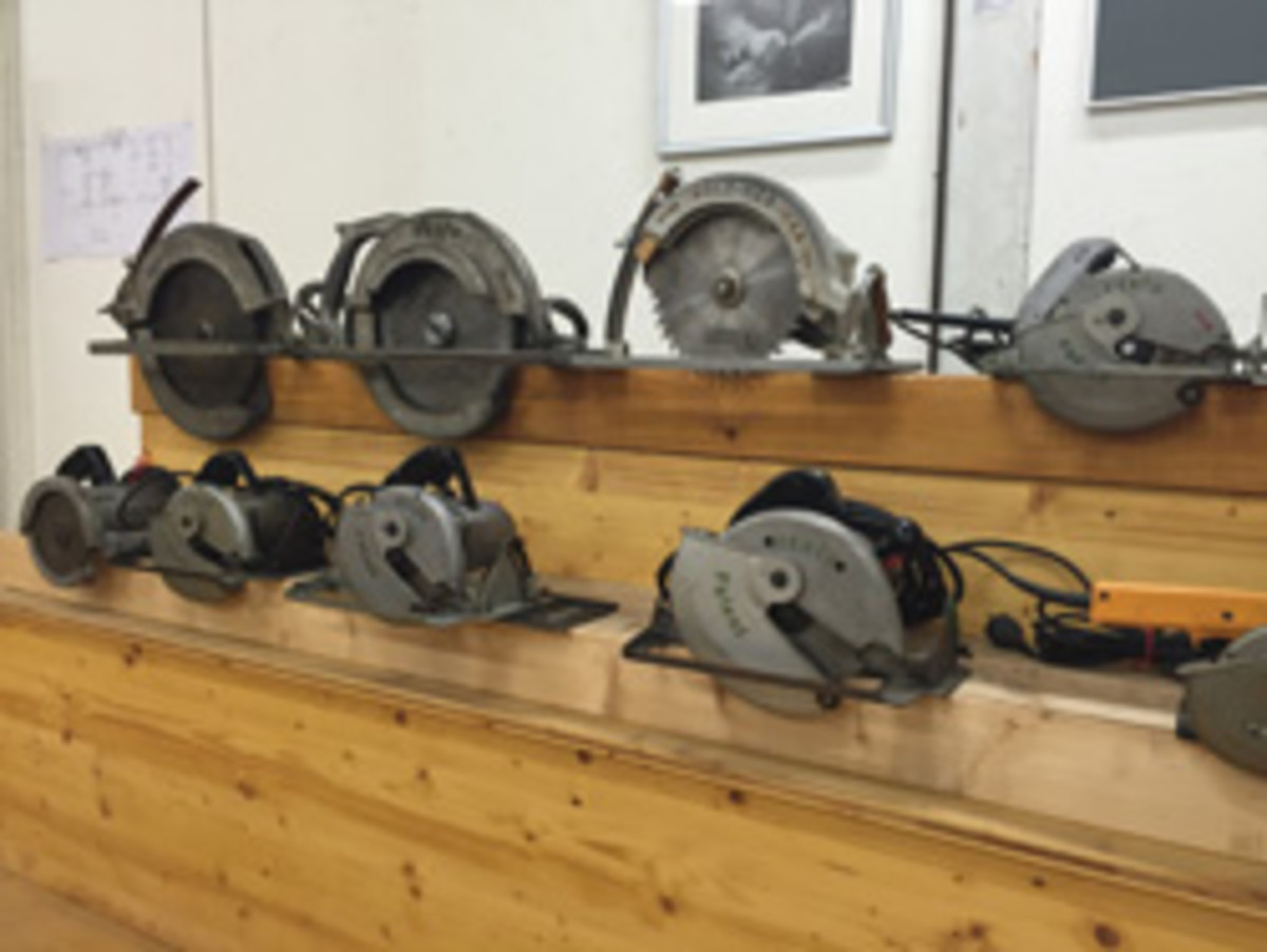 The comapny’s first chain saws (Photo A, below) and the circular saw exhibit (D).