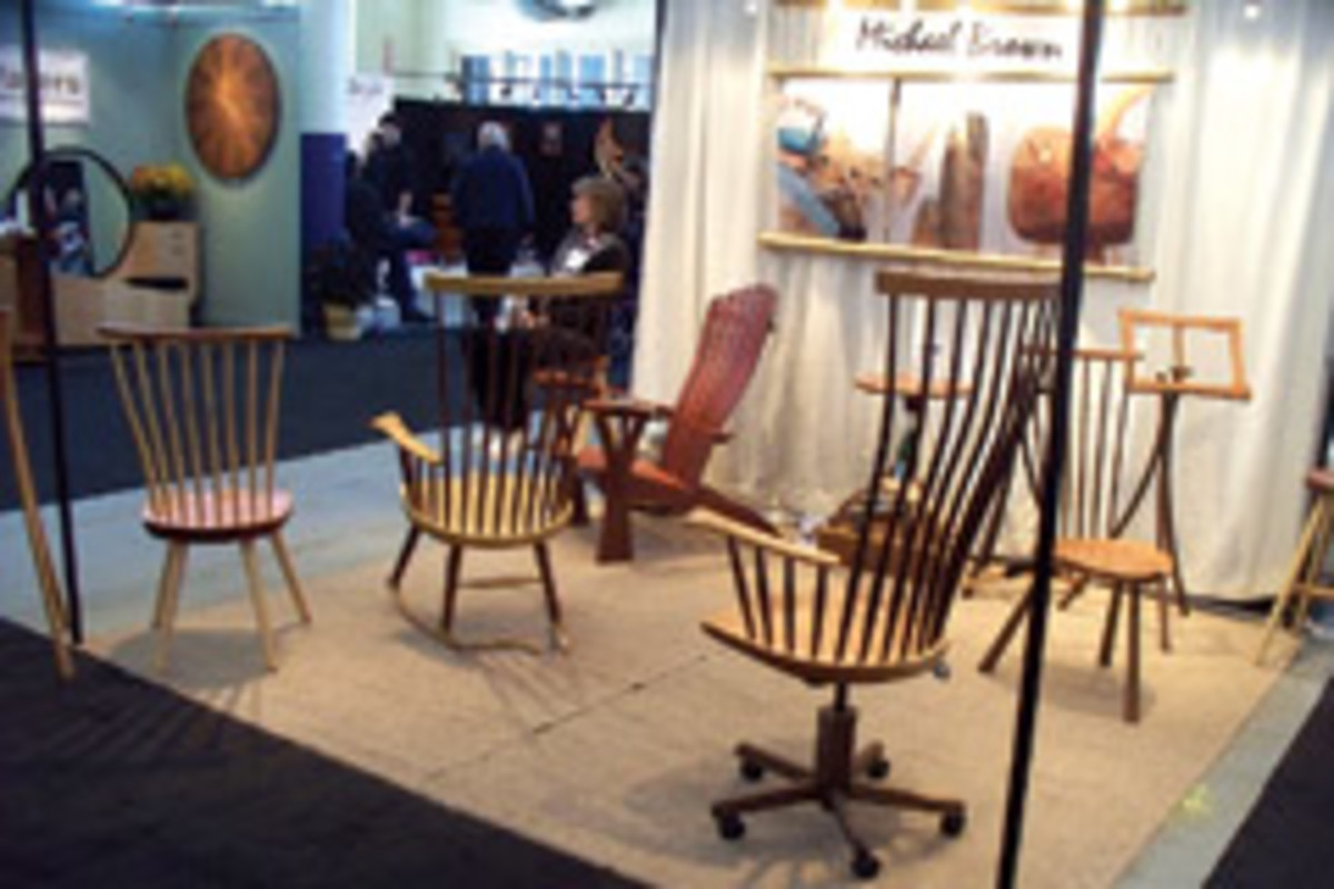 Furniture maker Michael Brown's booth at the Philadelphia Invitational Furniture Show.