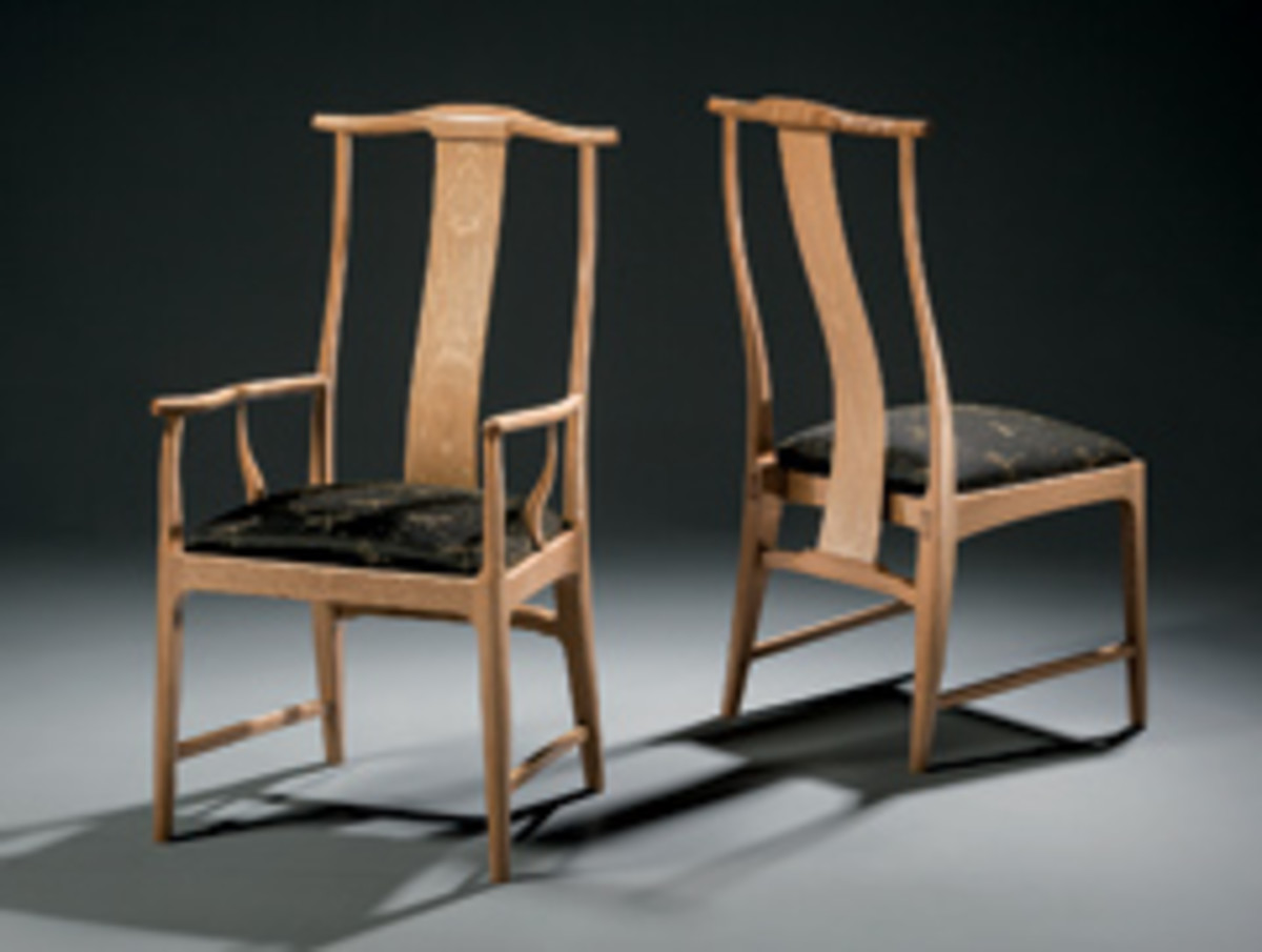 John Cameron's "Crane Chairs" made of white oak were featured in August at the New Hampshire Furniture Masters Association's Castle in the Clouds event.