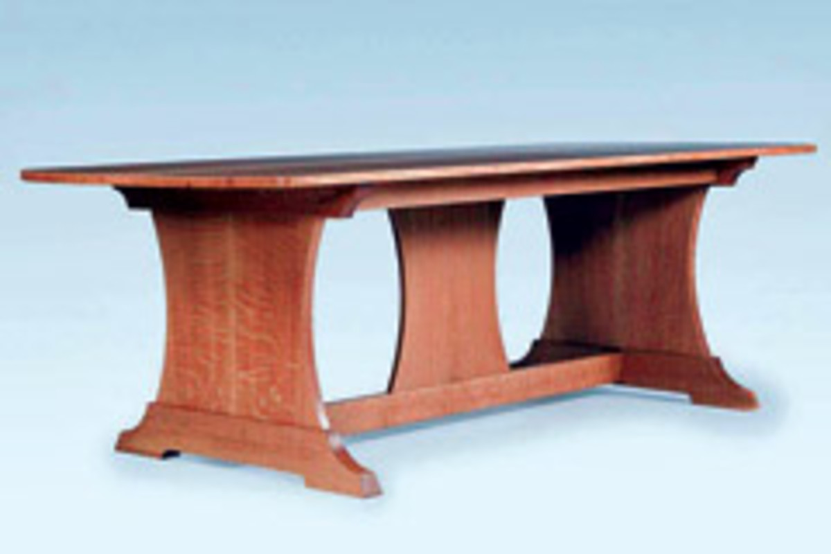 Corlis designed this table to celebrate a 52" white oak log that was quartersawn.