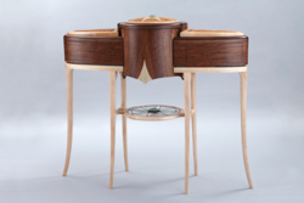 Pieces in the Art of Fine Furniture exhibit include Mark Laub’s “Queen of the Slipstream." 