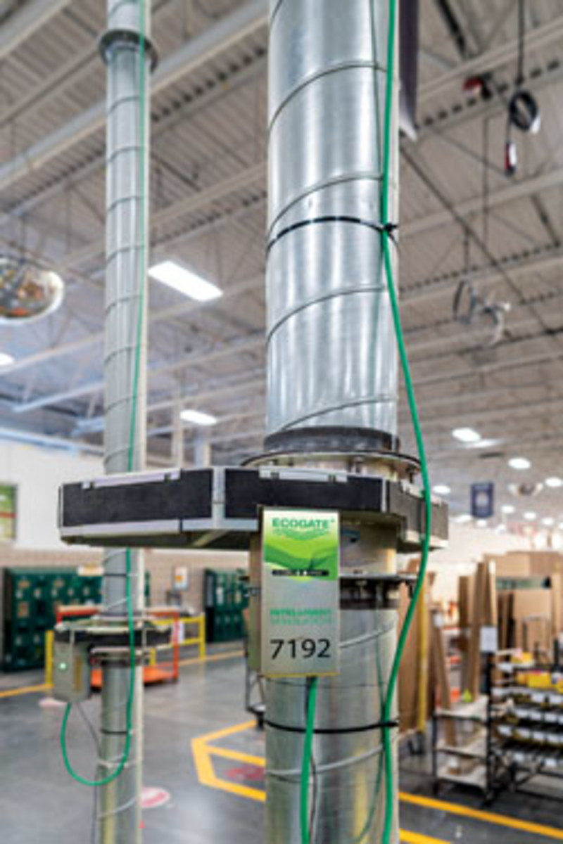 Ecogate supplies blast gates, intelligent controls, machine activity sensors and a variable frequency drive on the fan motor that automatically starts and stops the dust collector, as well as making the system use significantly less power.