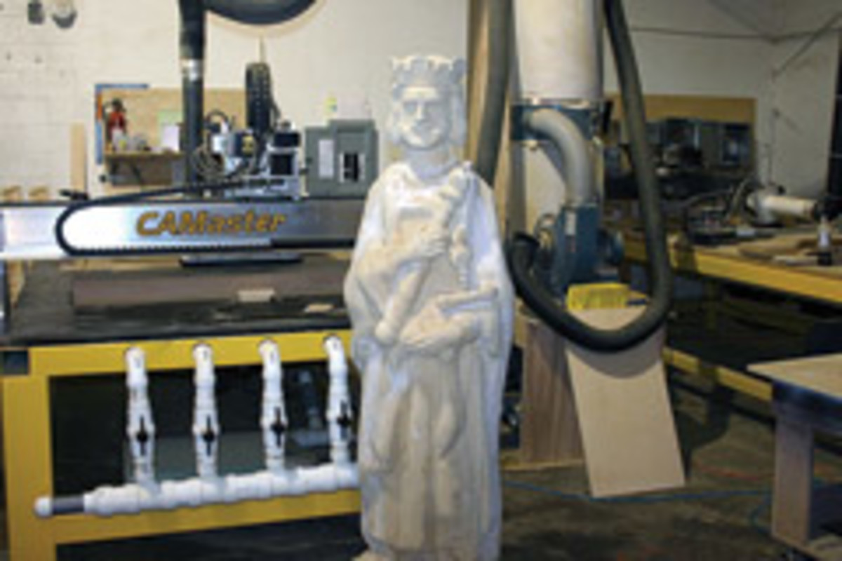 Jim McGrew used one of his CAMaster CNC machines to build this 6'3" king for a chess set.
