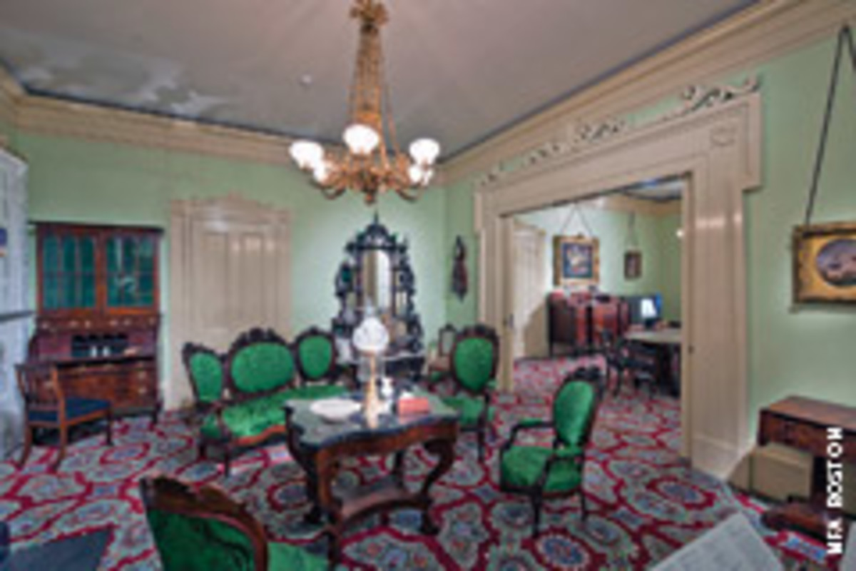 These two period rooms were originally part of the Roswell Gleason House, known as Lilacs, which was built around 1840 in Dorchester, Mass., and represent the furnishings of a typical room for a prosperous mid-19th century Boston-area family.