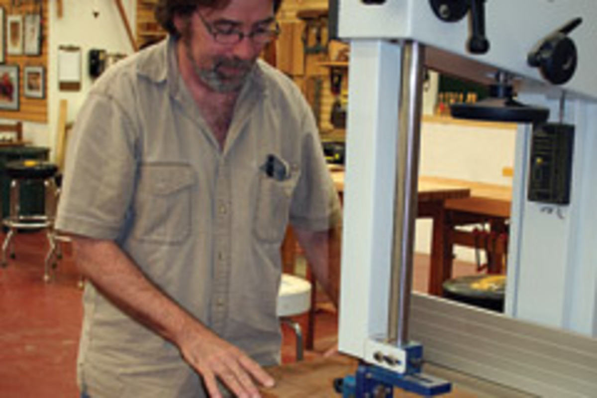 Bob Van Dyke, founder and director of the Connecticut Valley School of Woodworking, prepares materials for an upcoming class.