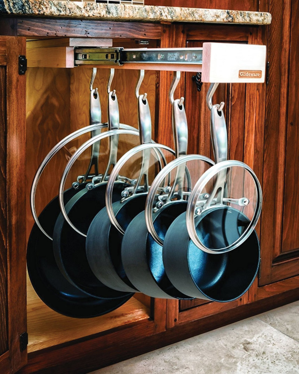 Glideware’s pull-out storage for pots and pans