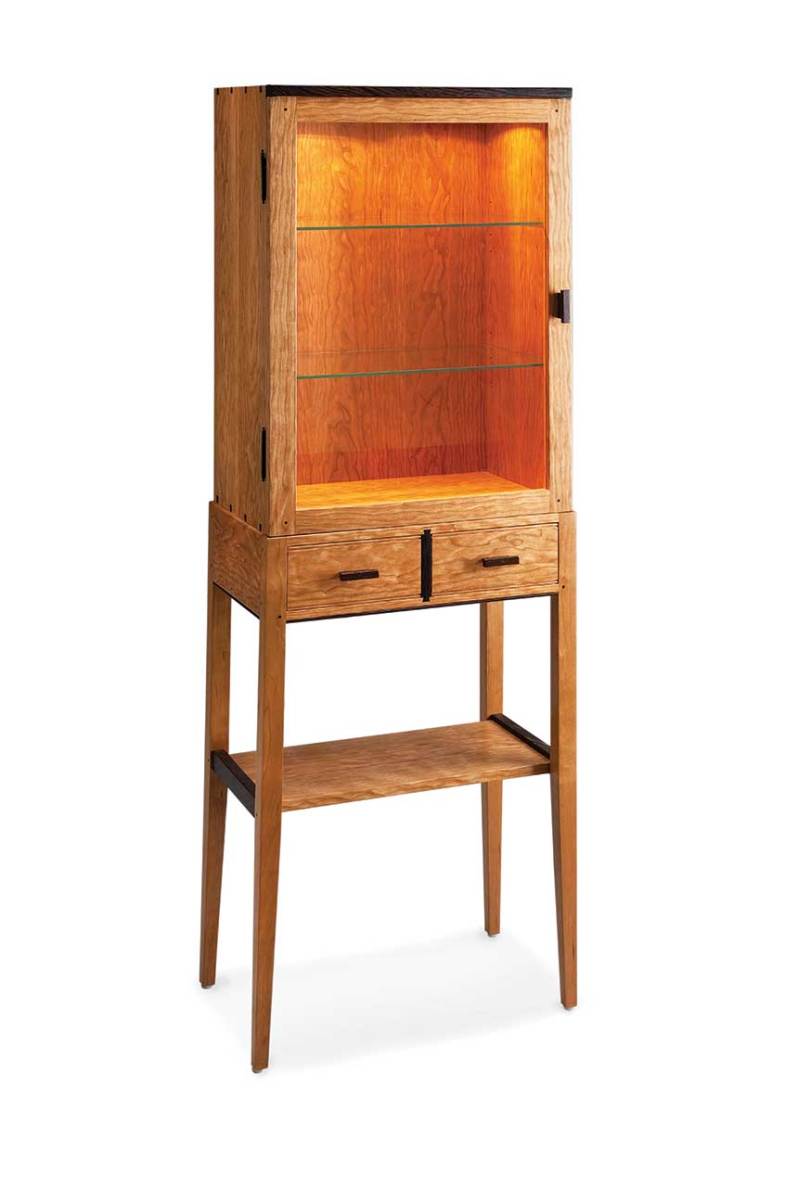 Tall cherry display cabinet