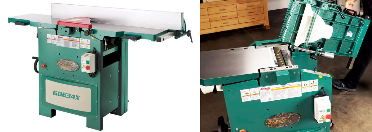 Grizzly’s G0634X jointer
converts quickly to a planer.