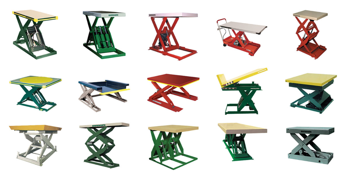 A sampling of scissor lifts from Southworth Products.