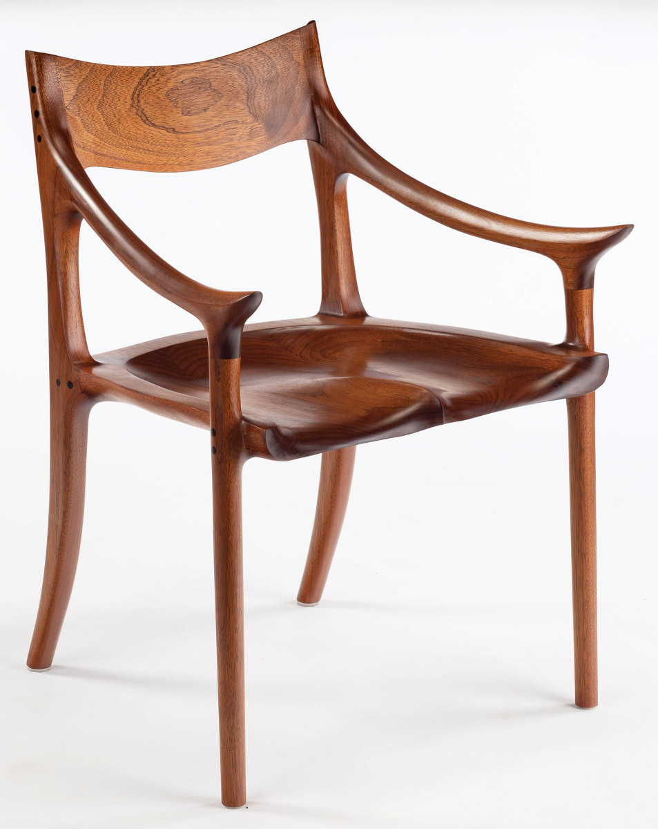 From the 2019 Design in Wood show, a Maloof-style low back chair by John Barry of Romona, Calif.