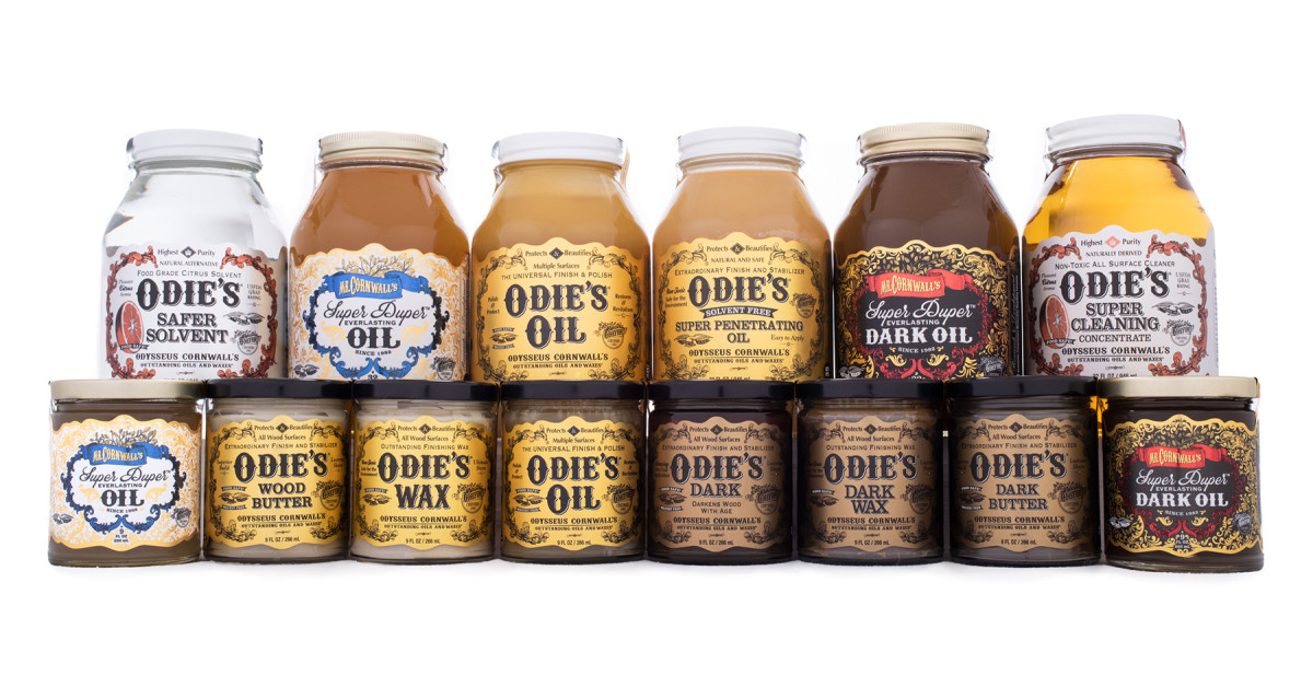 Odysseus Cornwall’s Outstanding Oils & Waxes (OCOOW), a.k.a. Odie’s Oil line of universal wood finishes  