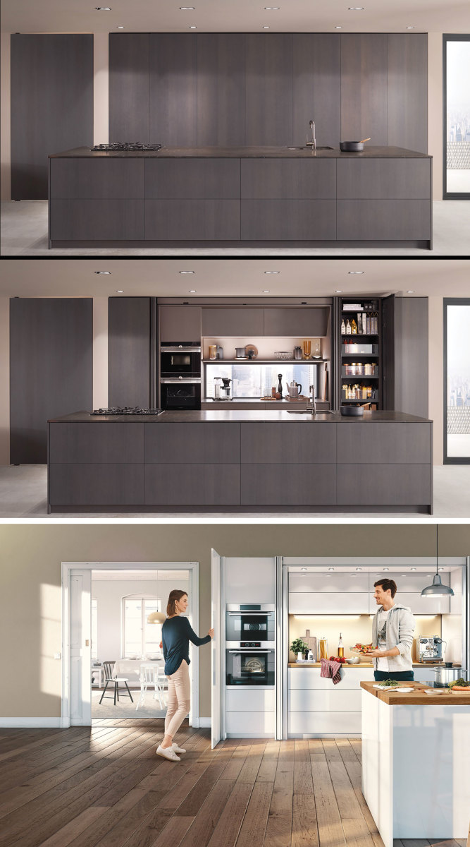 A kitchen featuring Blum’s Revego hardware.