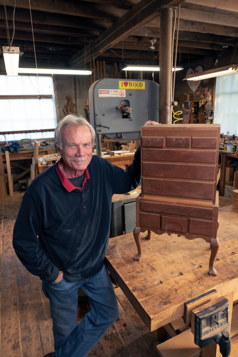 Hamilton favors carving and has been with the shop since the mid 70s.